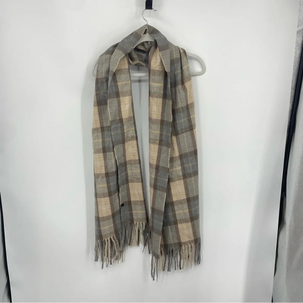 House Of Tweed Scotland‎ | Colorblock Rectangle Scarf Beige gray Unisex